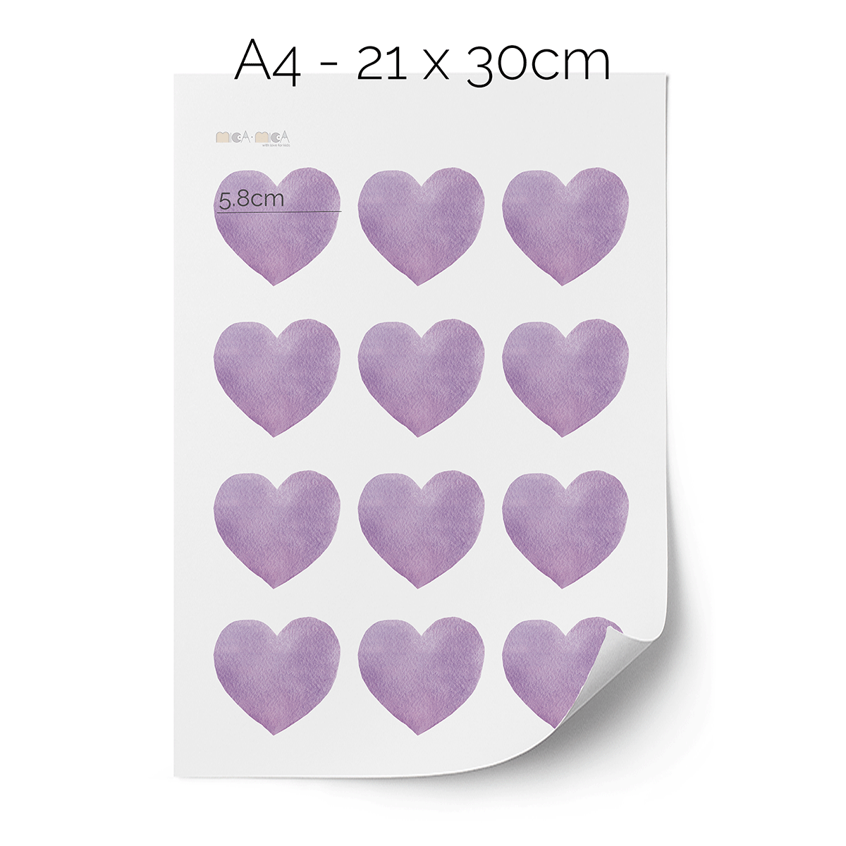 Hearts wall stickers - Purple watercolour hearts