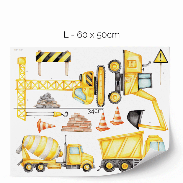 King size construction wall stickers