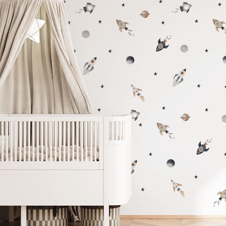Space wall sticker - Rockets, planets & stars