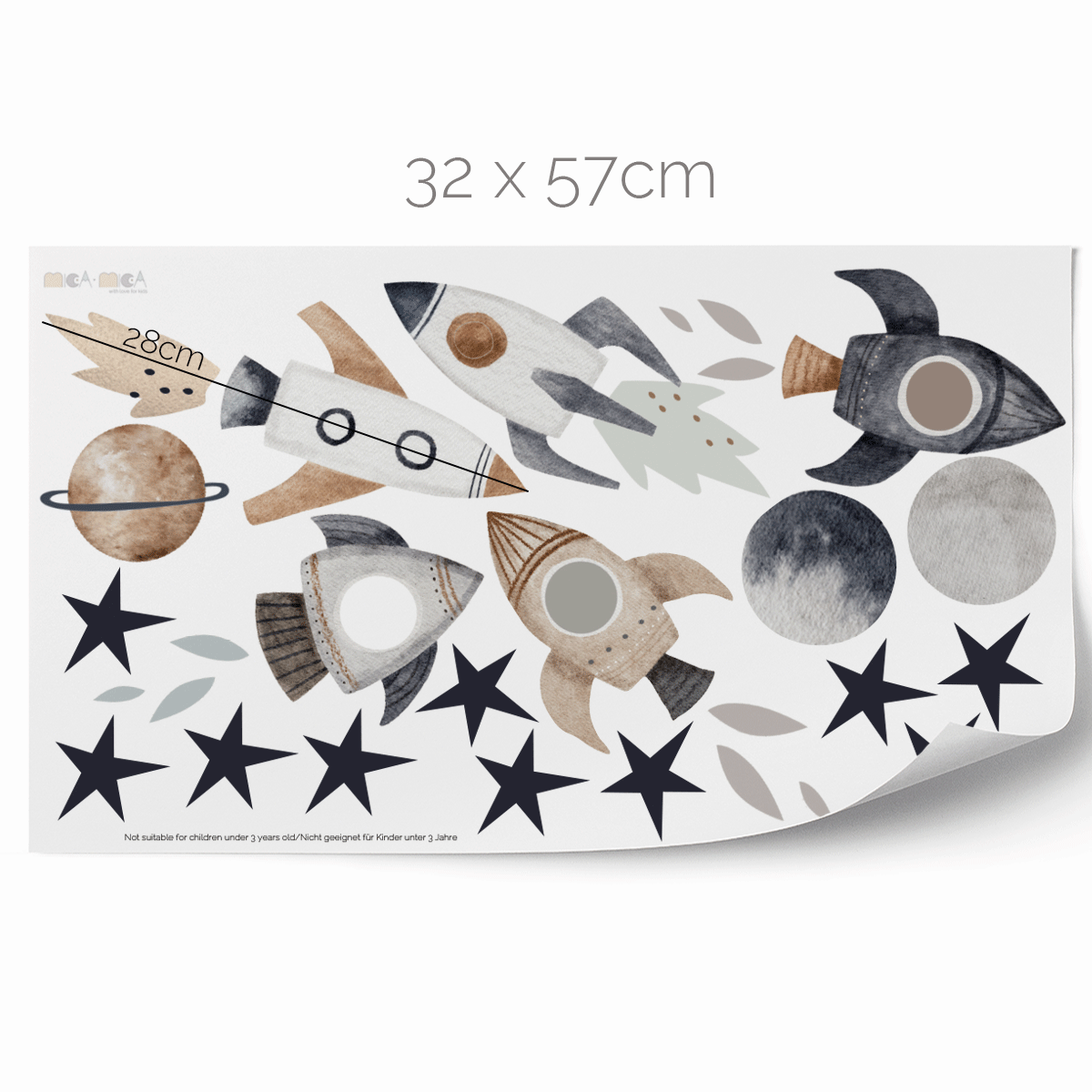 Space wall sticker - Rockets, planets & stars