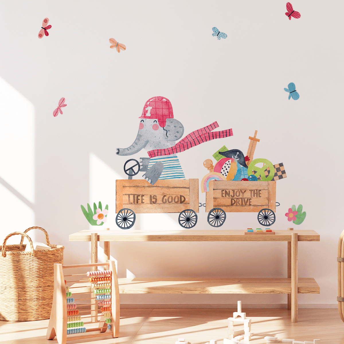 Animal wall stickers - 'Life is good' Elephant