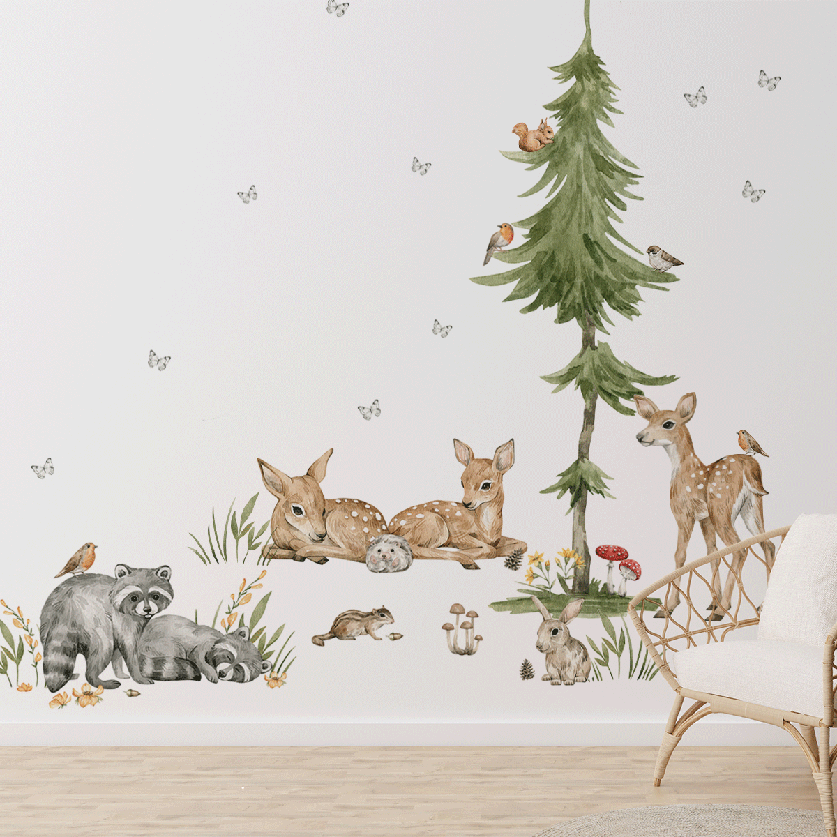 Woodland wall stickers - Magical forest - raccoons