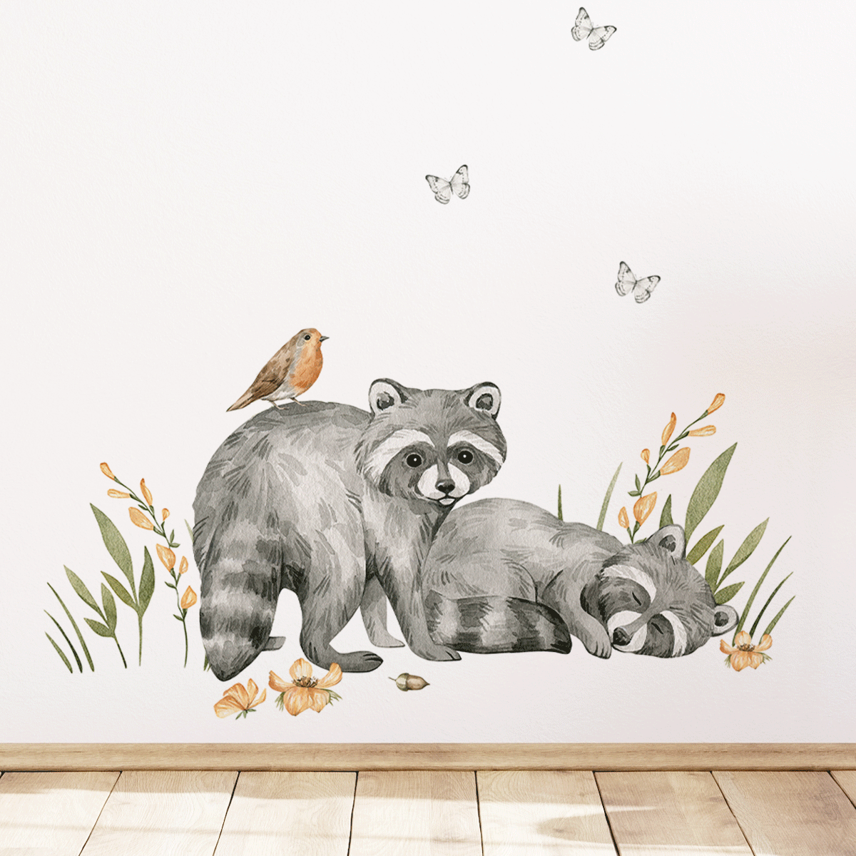 Woodland wall stickers - Magical forest - raccoons
