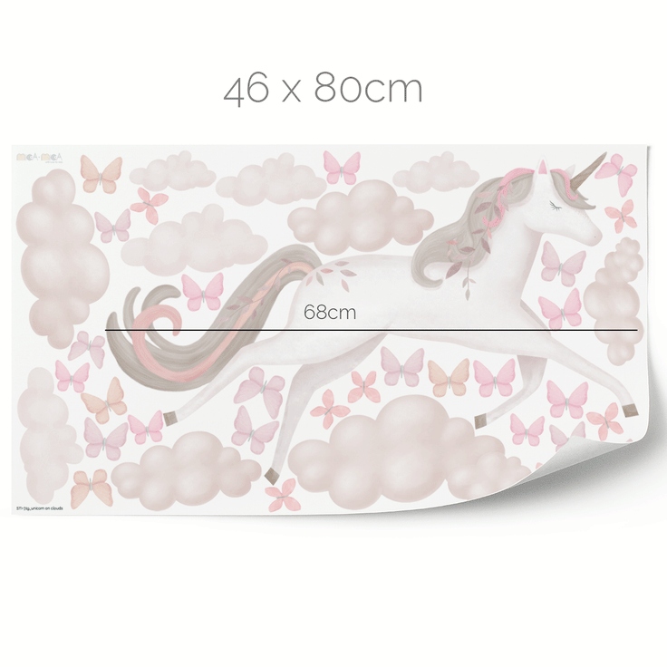 Unicorn wall stickers - Magical unicorn on clouds