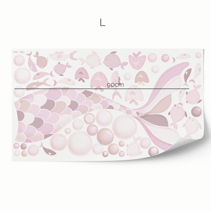 Cheeky mermaid tail wall stickers - Dusty rose