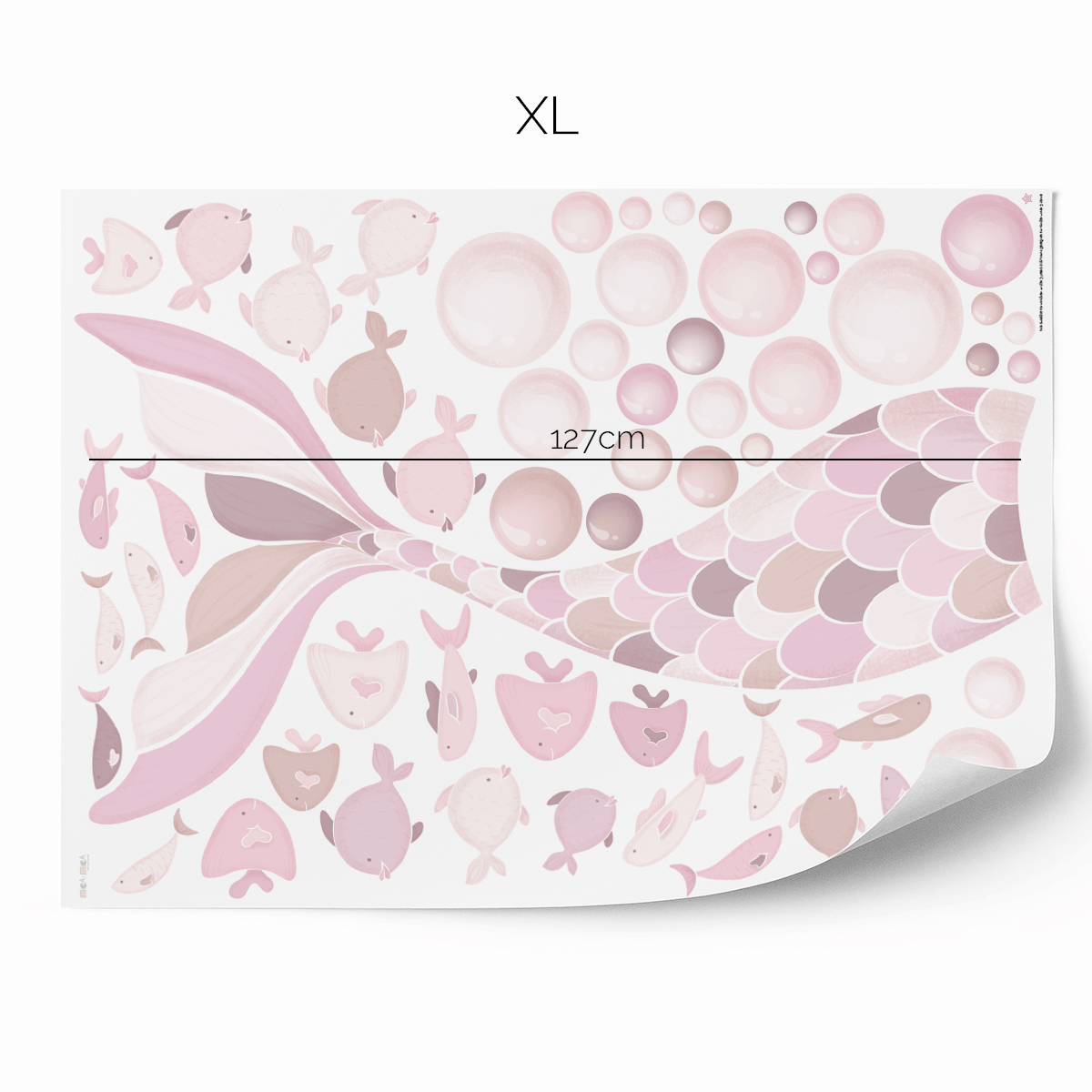 Cheeky mermaid tail wall stickers - Dusty rose