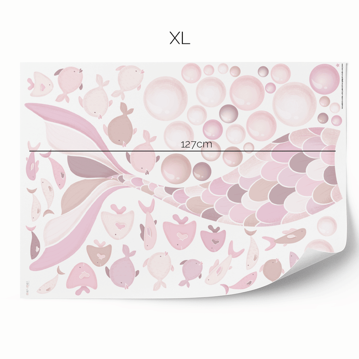 Cheeky mermaid tail wall stickers - Dusty rose