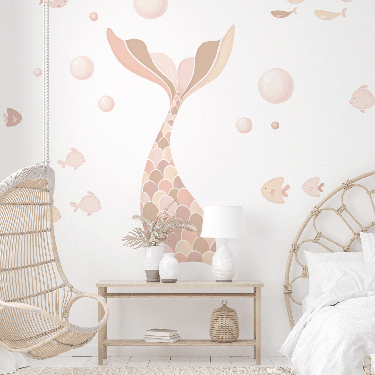 Cheeky mermaid tail wall stickers - Boho vibes
