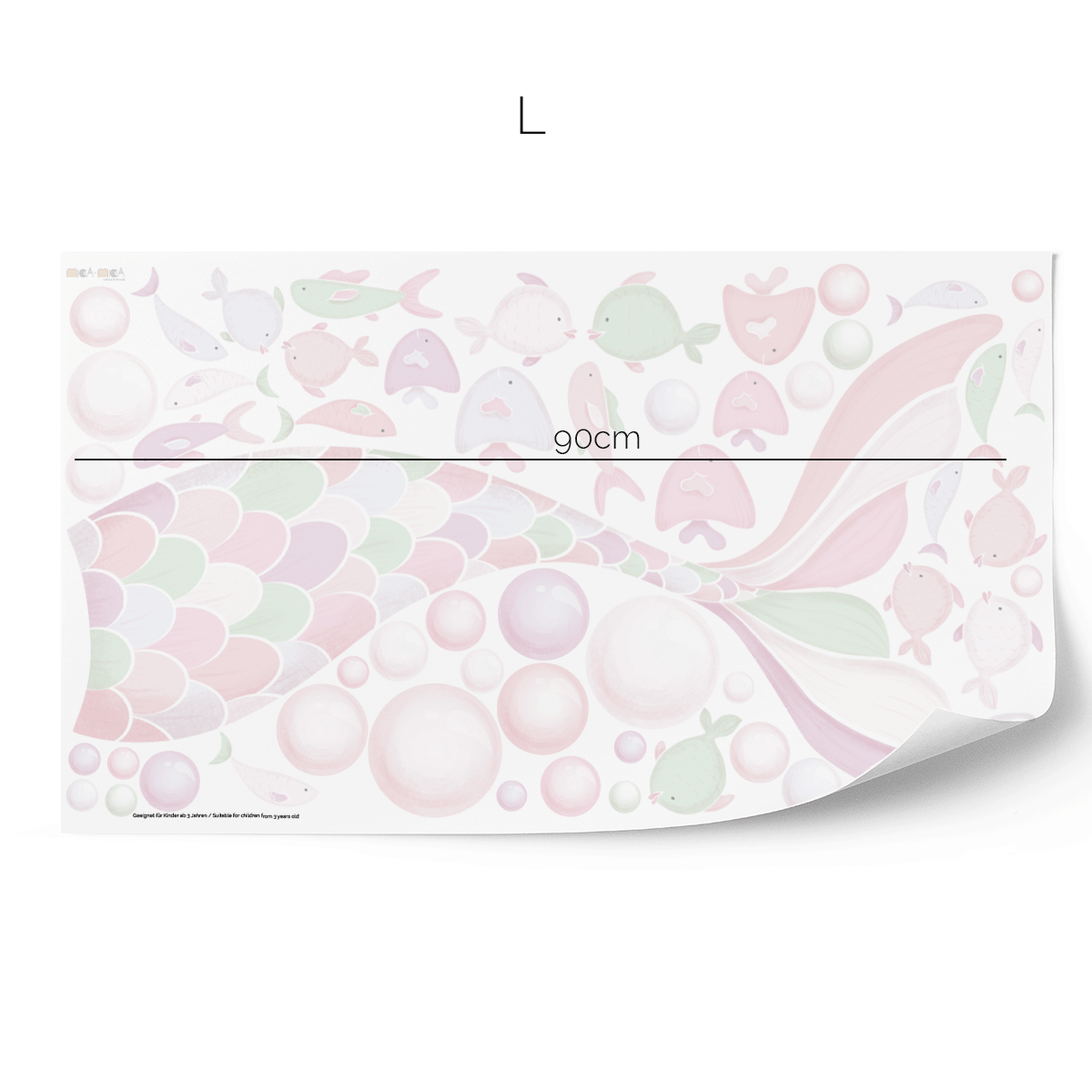 Cheeky mermaid tail wall stickers - Pastel whisper