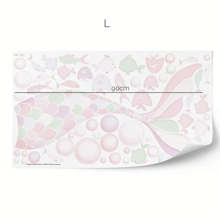 Cheeky mermaid tail wall stickers - Pastel whisper