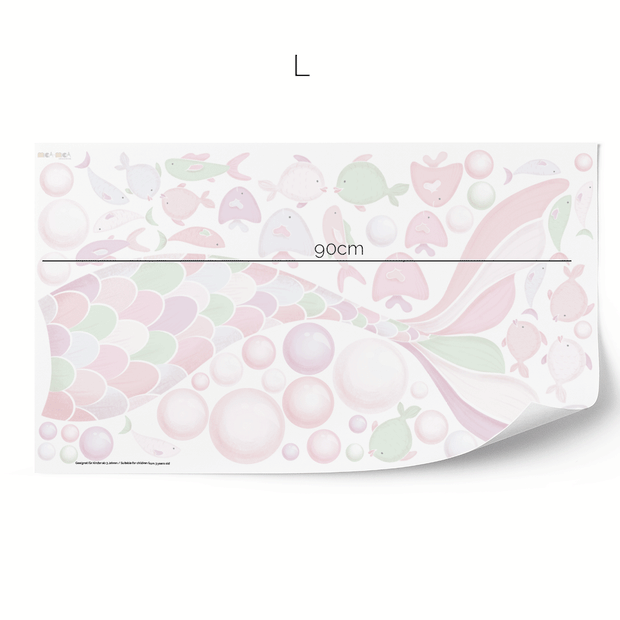 Cheeky mermaid tail wall stickers - Pastel whisper