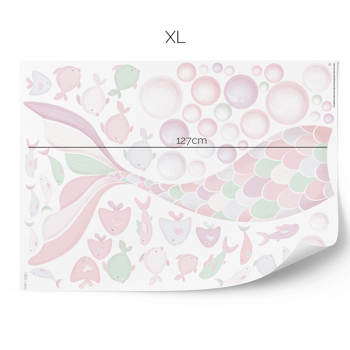 Cheeky mermaid tail wall stickers - Pastel whisper