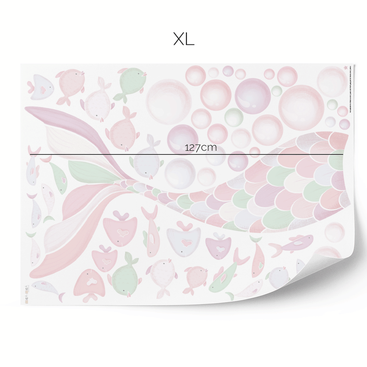 Cheeky mermaid tail wall stickers - Pastel whisper
