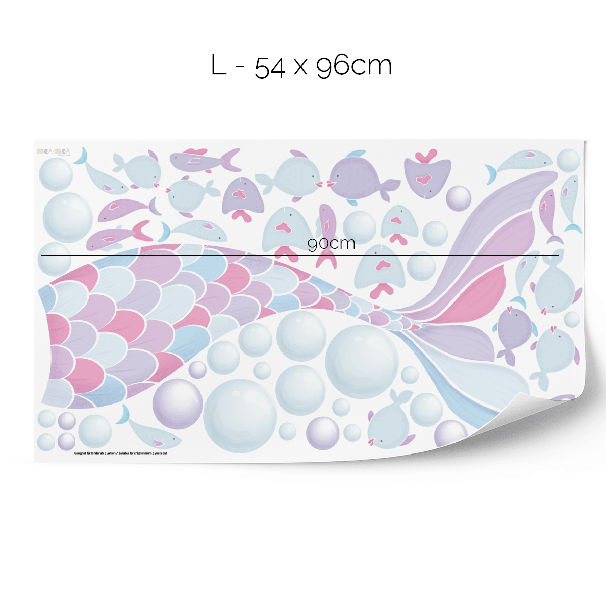 Cheeky mermaid tail wall stickers - Pink & Blue Splash