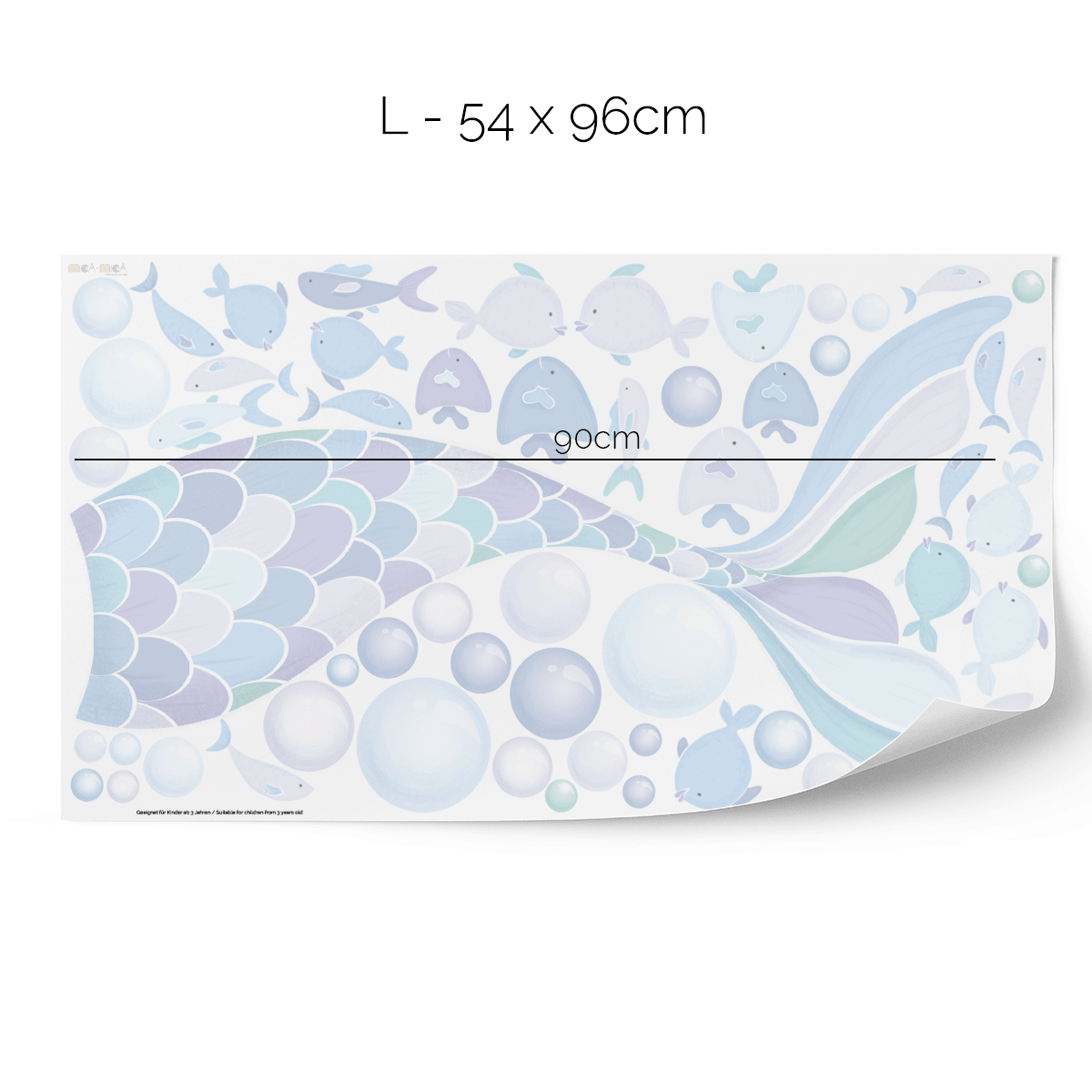 Cheeky mermaid tail wall stickers - Ocean blue