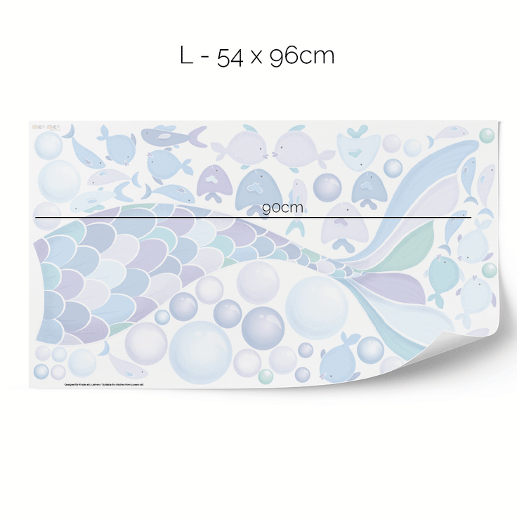 Cheeky mermaid tail wall stickers - Ocean blue