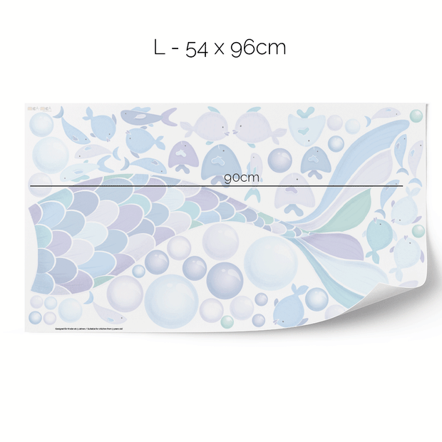 Cheeky mermaid tail wall stickers - Ocean blue