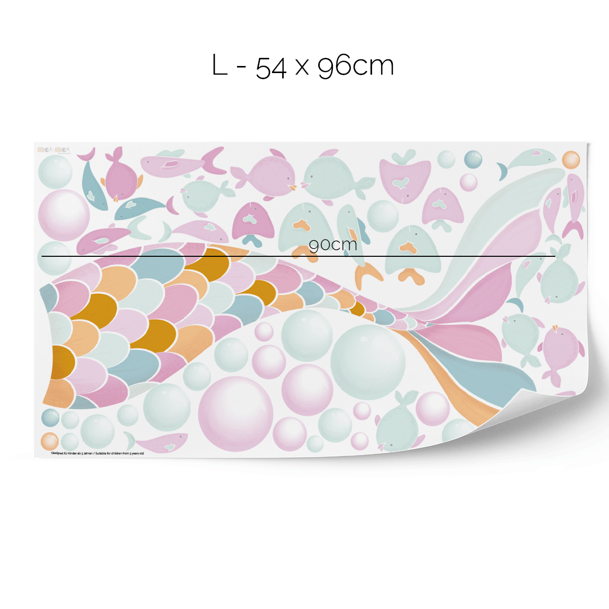 Cheeky mermaid tail wall stickers - Colourful charm