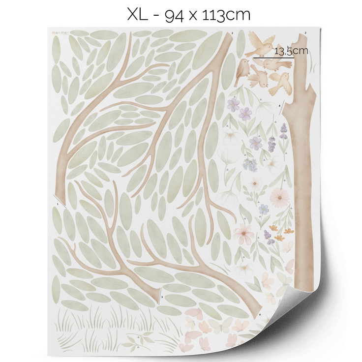Wall stickers - Tree with flower meadow