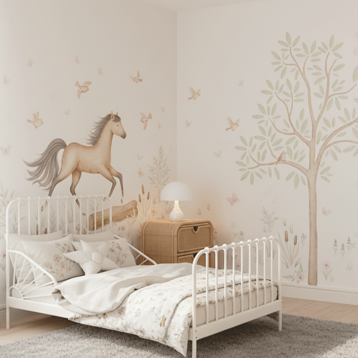 Wall stickers - Running horse in flower meadow