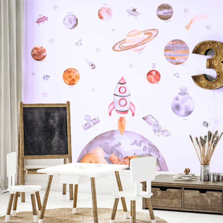 Wall sticker -  Planets and rocket