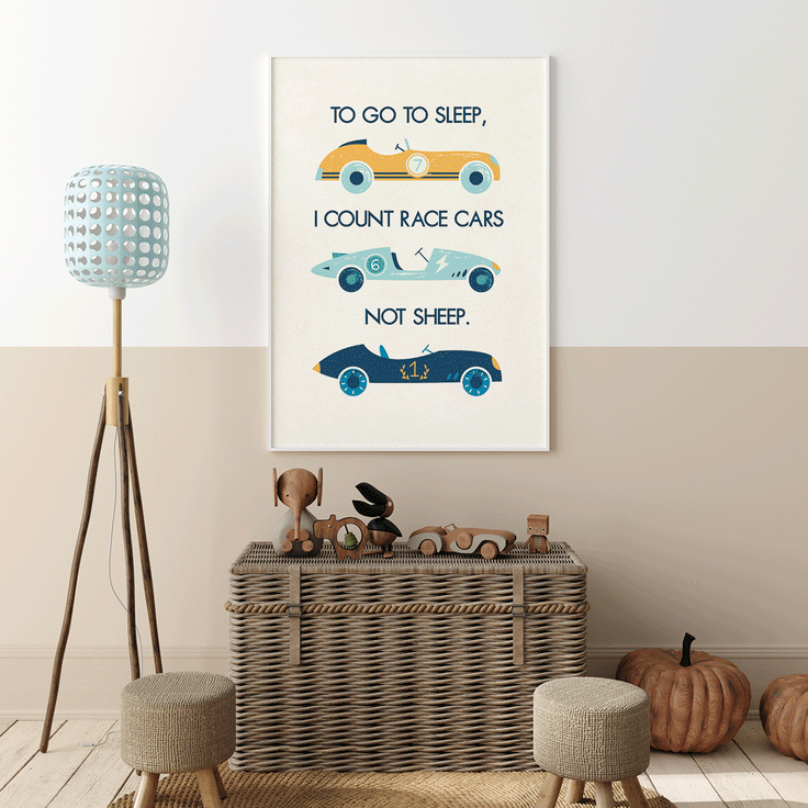 To go to sleep I count race cars - Fine Art Print