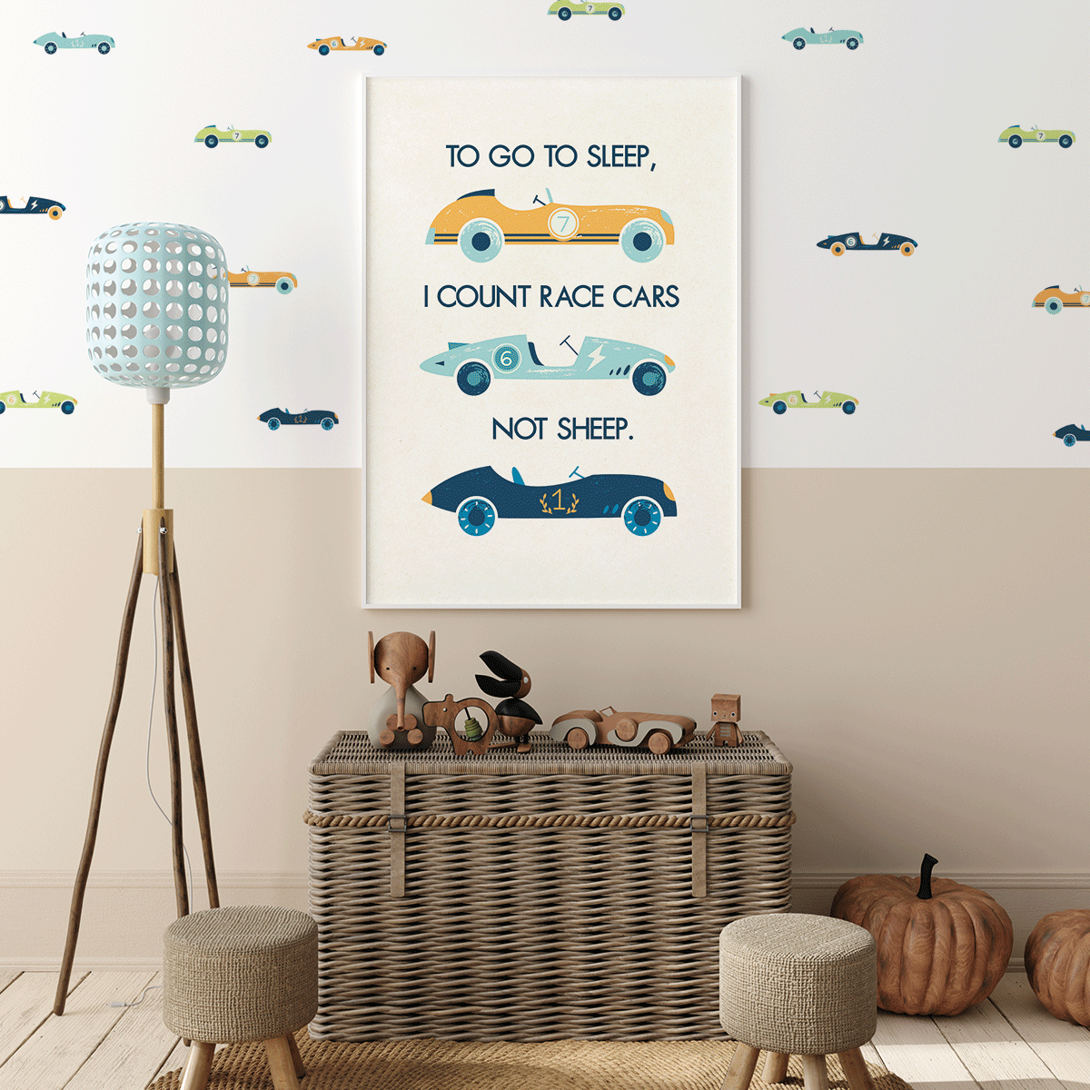 To go to sleep I count race cars - Fine Art Print