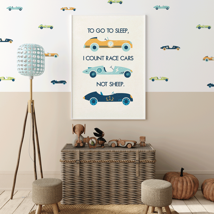 To go to sleep I count race cars - Fine Art Print
