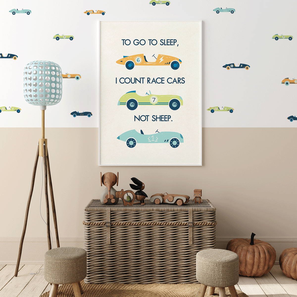 To go to sleep I count race cars - Fine Art Print