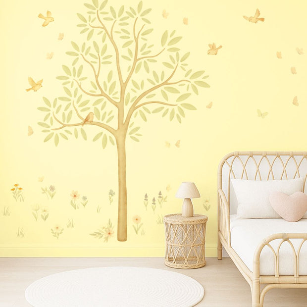 Wall stickers - Tree with flower meadow