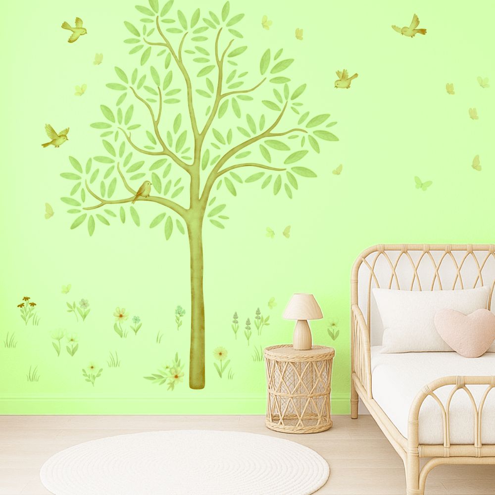 Wall stickers - Tree with flower meadow