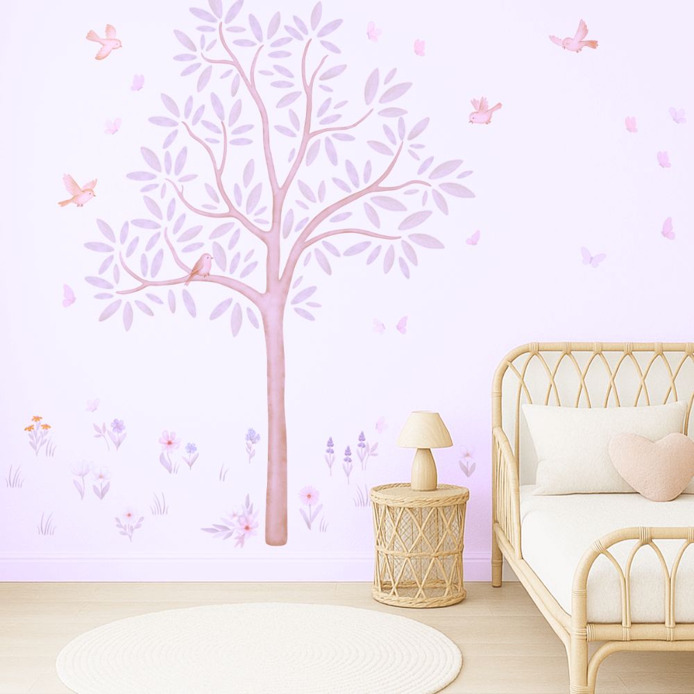 Wall stickers - Tree with flower meadow