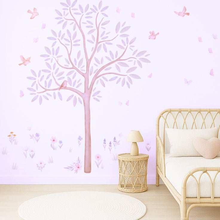 Wall stickers - Tree with flower meadow