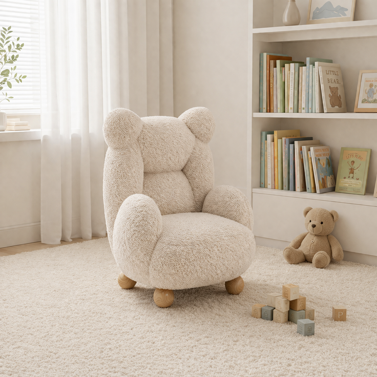 Children's Armchair in Soft Lamb Wool — Bear Design