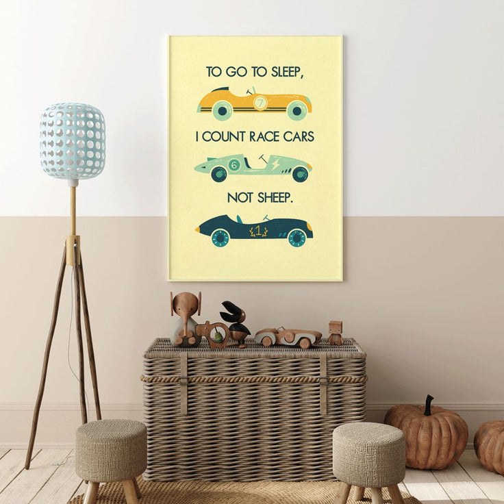 To go to sleep I count race cars - Fine Art Print