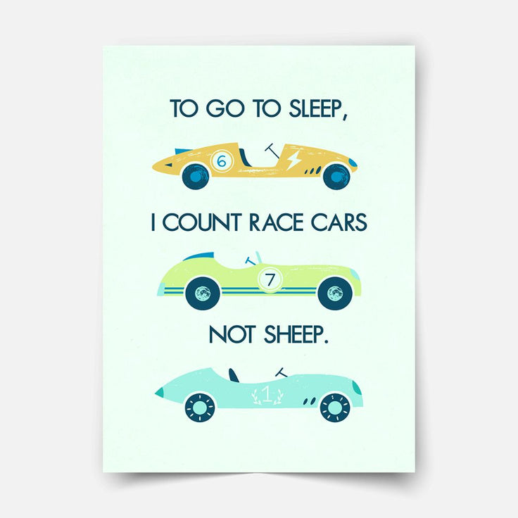 To go to sleep I count race cars - Fine Art Print