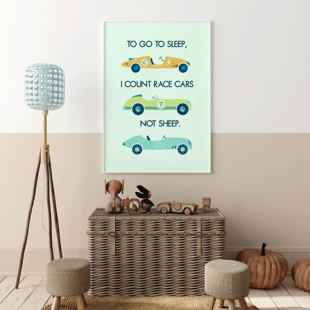 To go to sleep I count race cars - Fine Art Print