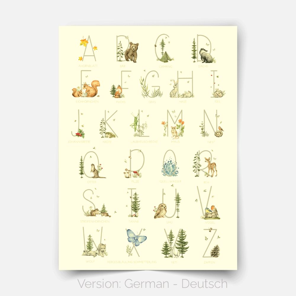 Woodland print - Magical forest - Alphabet