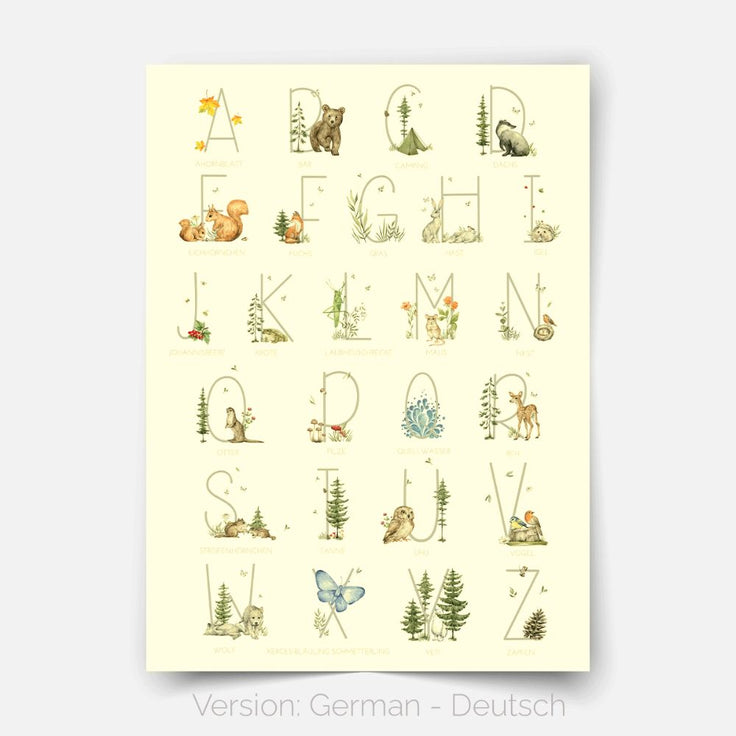 Woodland print - Magical forest - Alphabet