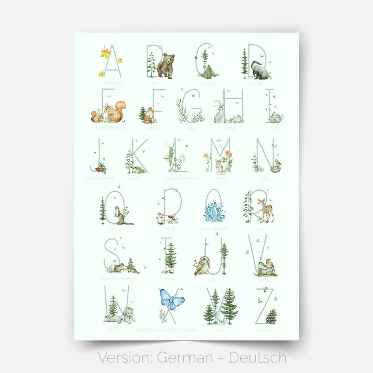Woodland print - Magical forest - Alphabet