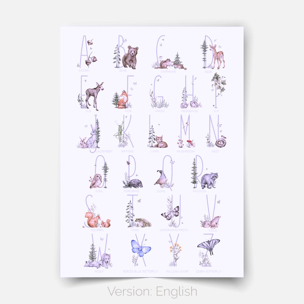 Woodland print - Magical forest - Alphabet