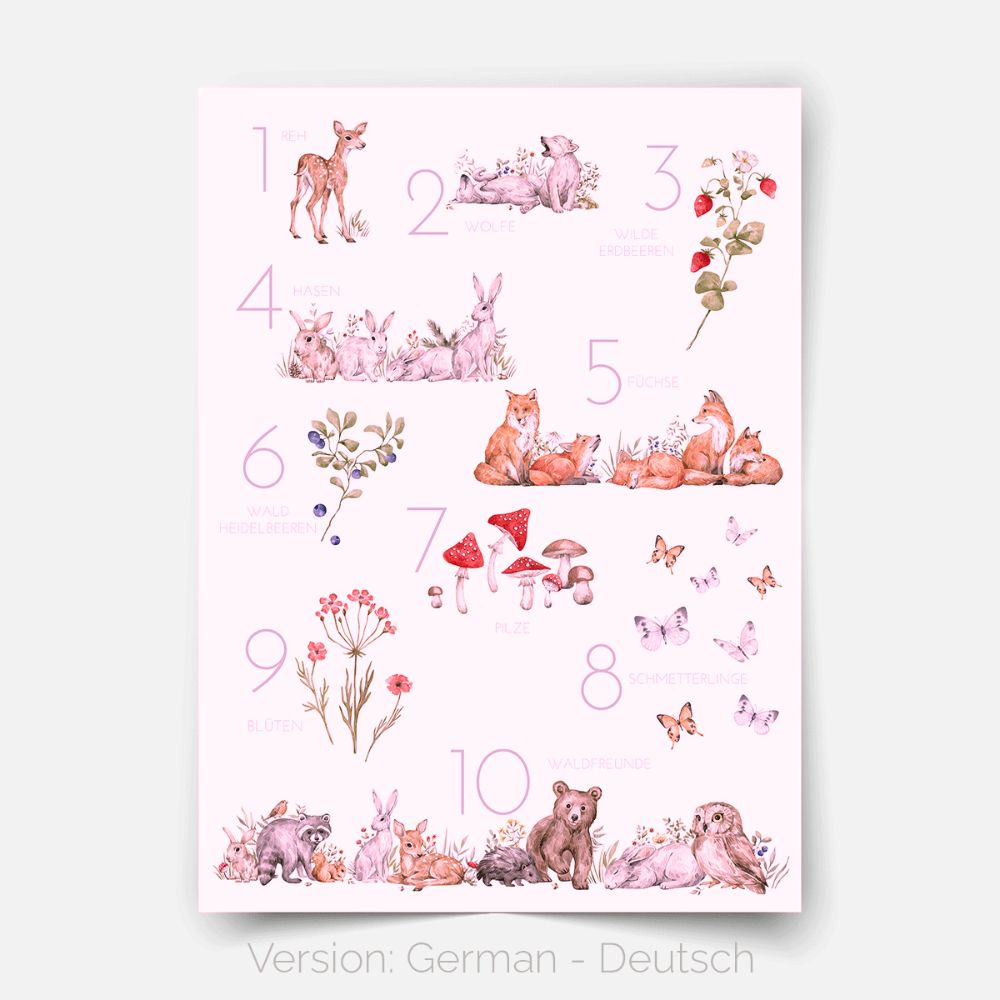 Woodland print - Magical forest - Numbers