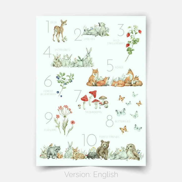Woodland print - Magical forest - Numbers
