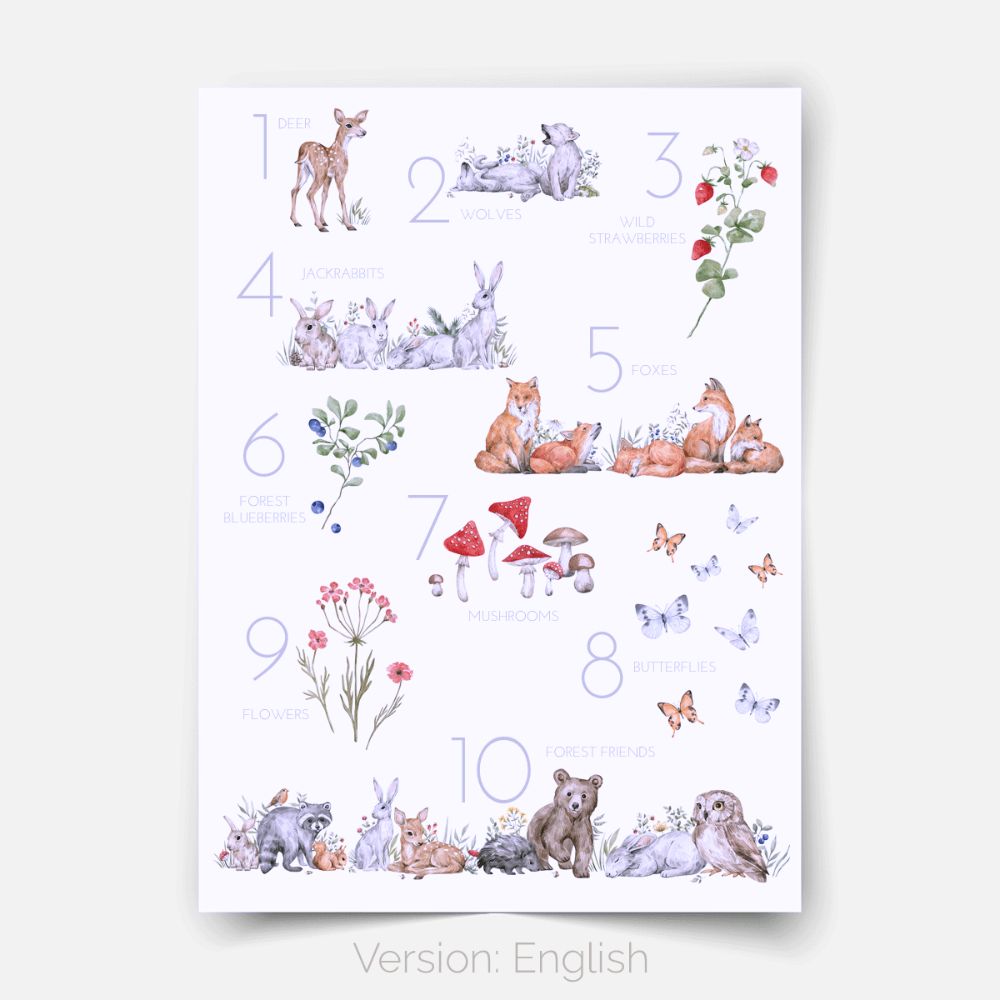 Woodland print - Magical forest - Numbers