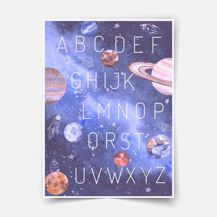 Space adventure - Planets with alphabet - Fine Art Print