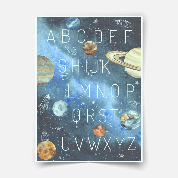 Space adventure - Planets with alphabet - Fine Art Print