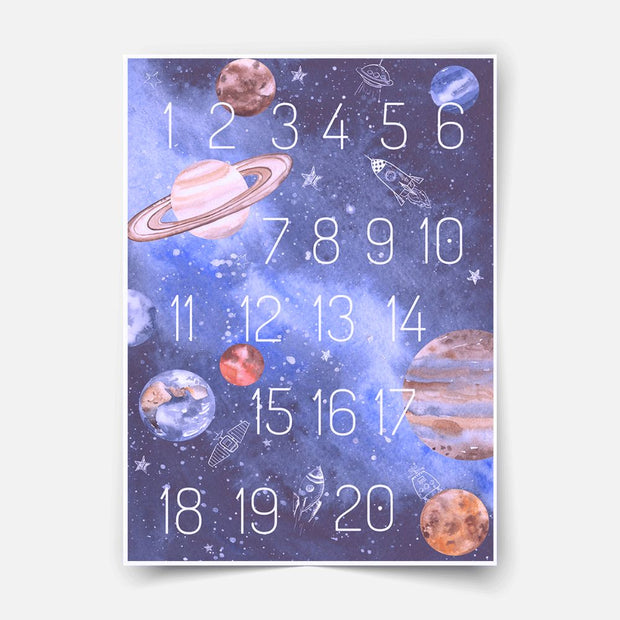 Space adventure - Planets with numbers - Fine Art Print