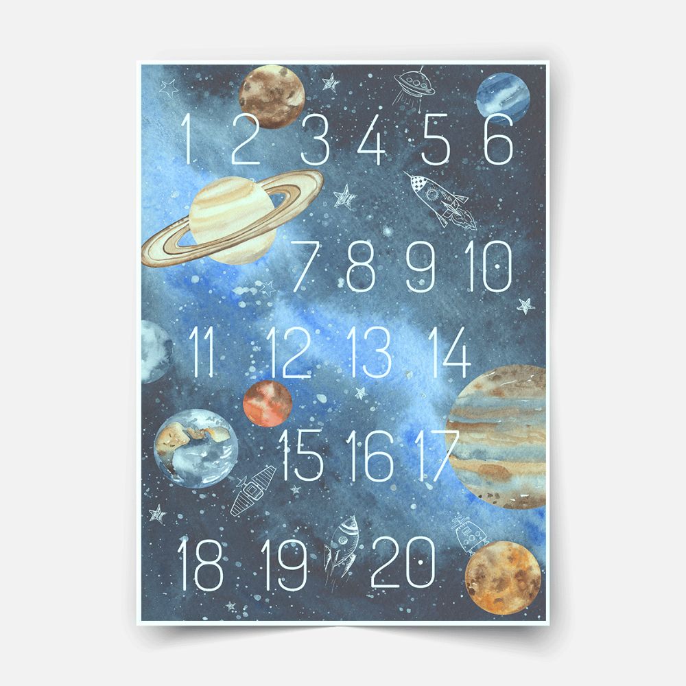 Space adventure - Planets with numbers - Fine Art Print