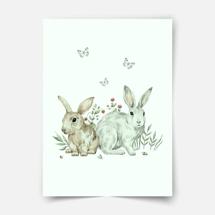 Woodland print - Magical forest - Rabbits