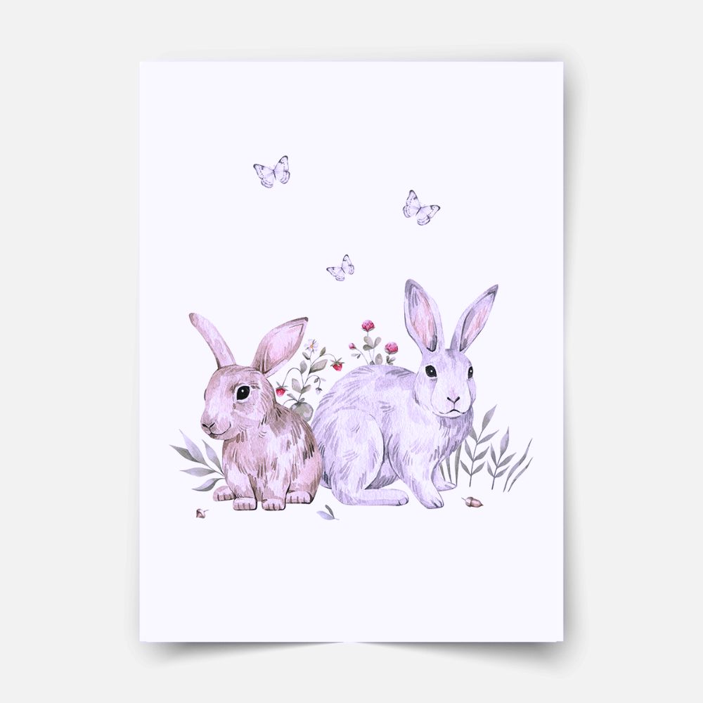 Woodland print - Magical forest - Rabbits